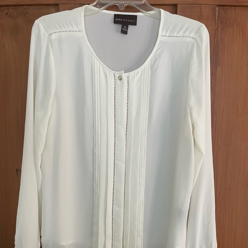 NWT Dana Buchman Ivory LS Blouse 10 - Picture 7 of 7